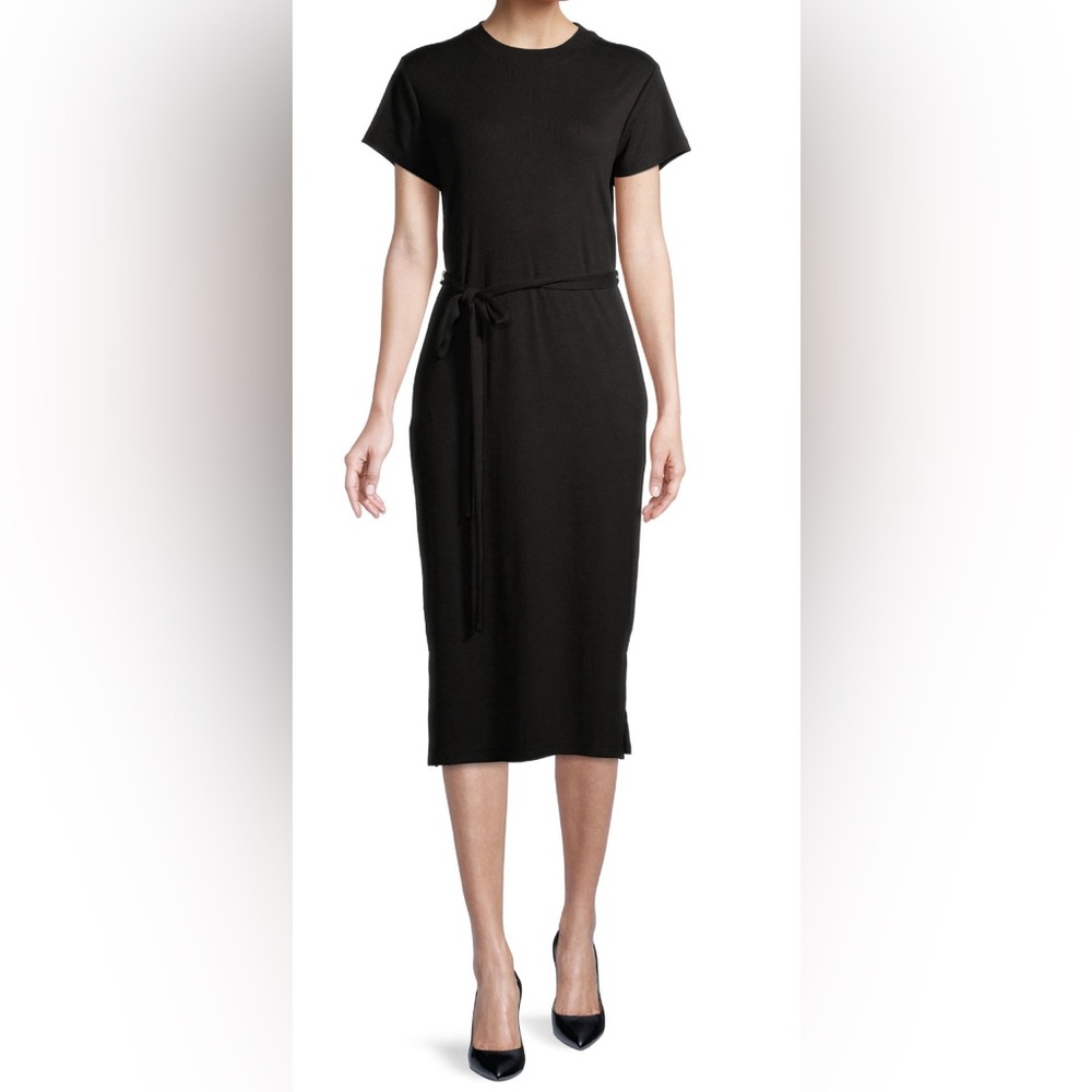 Belted Ribbed Knit Midi Dress w/Pockets & Side Slits ~ Time & Tru ~ Size L/12-14